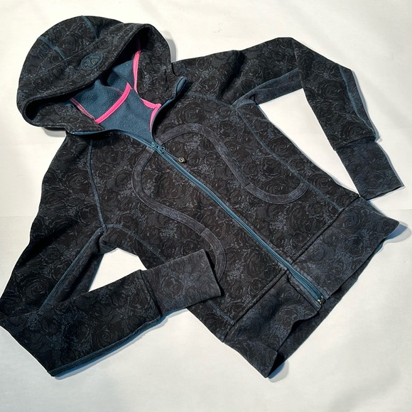 Lululemon FloralScuba Hoodie Womens 4 Full Zip Thumbholes - Picture 1 of 9